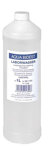 Produktbild Aqua Bidest Laborwasser, 1 Liter
