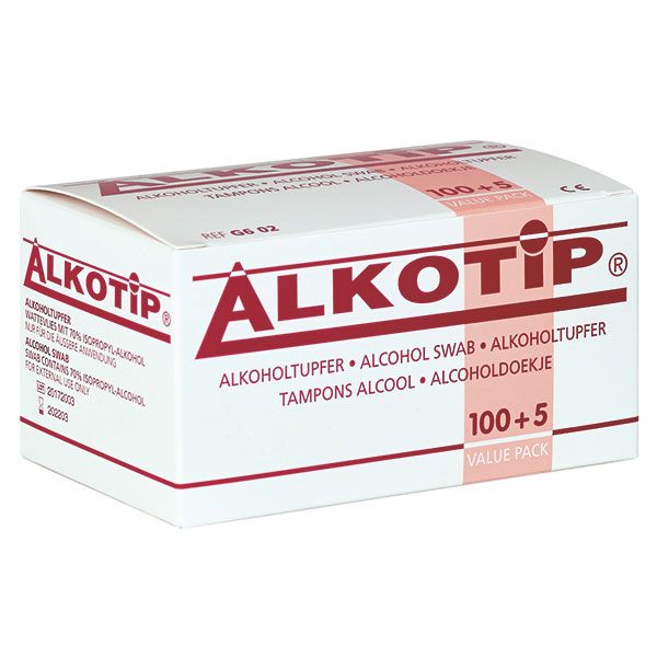 Produktbild Alkotip® Alkoholtupfer 30 x 65 mm, 100+5 Stück