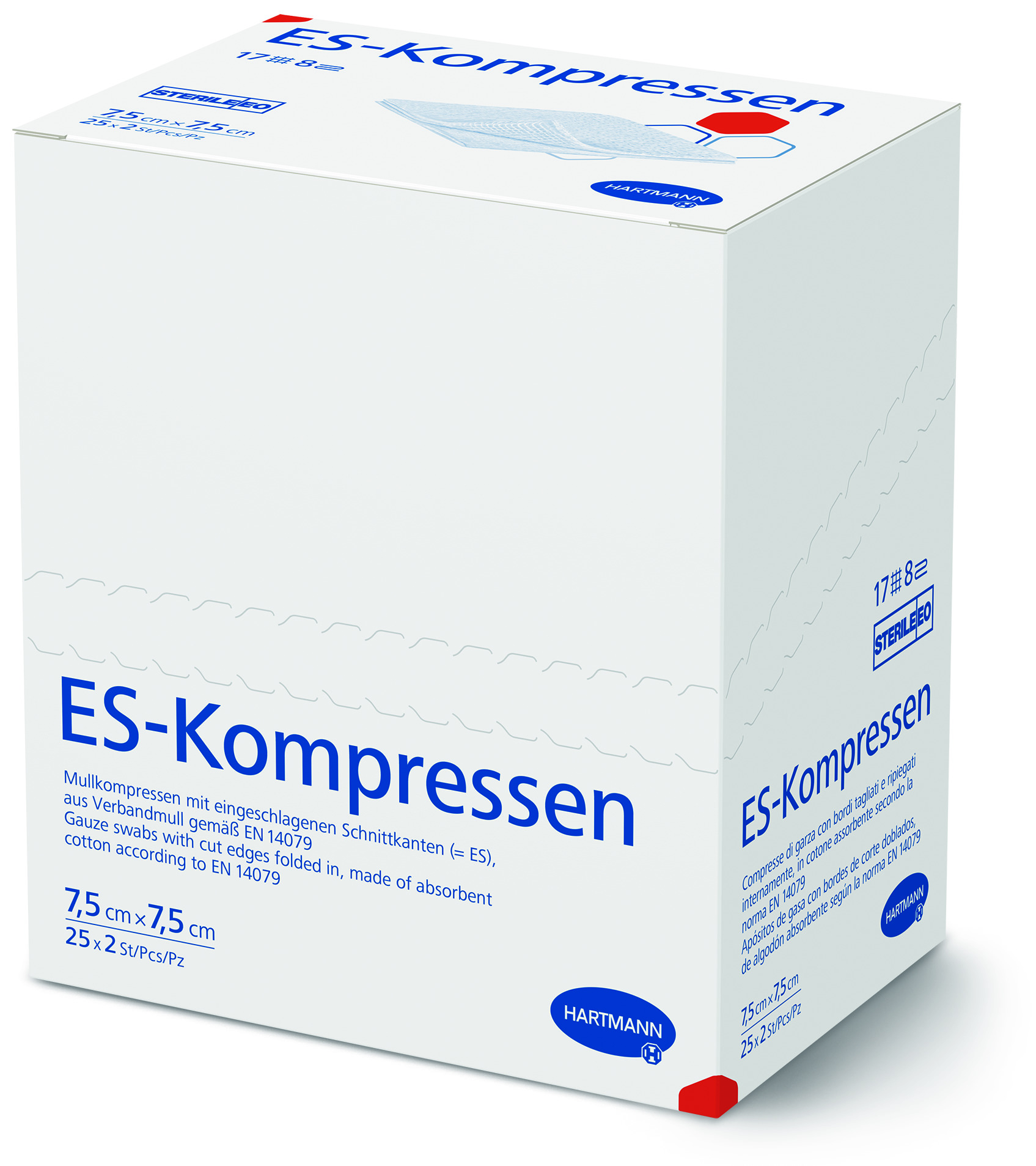 Produktbild ES-Mull-Kompresse steril 8f 7,5 x 7,5 cm, 25 x 2 Stück