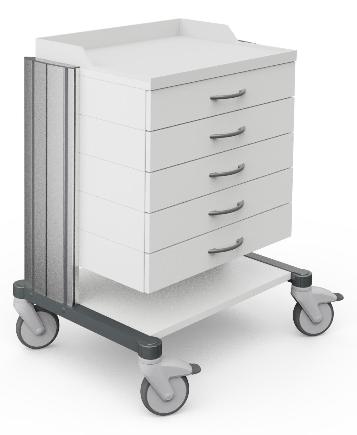 Produktbild Haeberle swingo Gerätewagen 60 weiß, 898 mm hoch, mit 1 Ablageplatte und 5 Schubladen