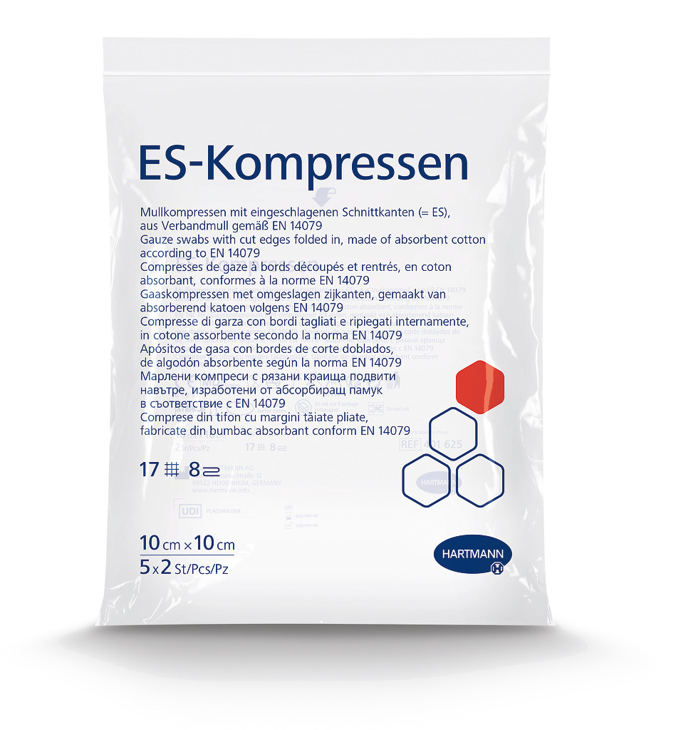 Produktbild ES-Mull-Kompresse steril 8f 10 x 10 cm, 5 x 2 Stück