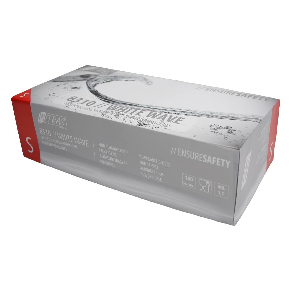 Produktbild Nitril Handschuhe NITRAS WHITE WAVE, puderfrei, 100 Stück