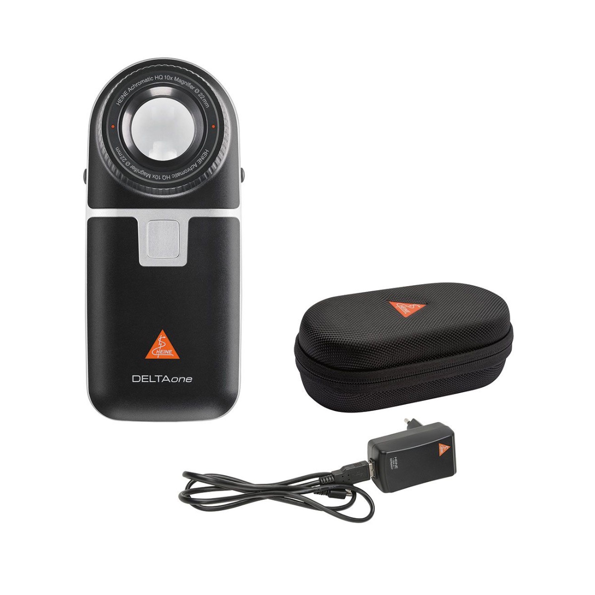 Produktbild Heine Dermatoskop DELTAone LED, mit DELTAone Kontaktscheibe mit Skala, inkl. E4-USB Netzteil, Schwarz