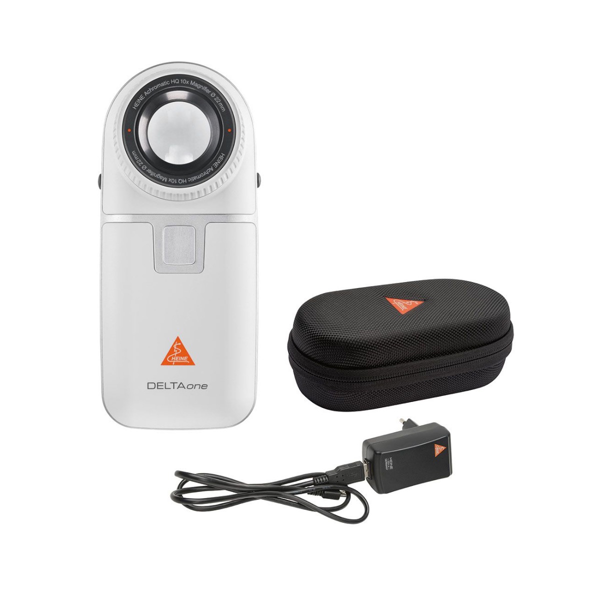 Produktbild Heine Dermatoskop DELTAone LED, mit DELTAone Kontaktscheibe mit Skala, inkl. E4-USB Netzteil, Weiß