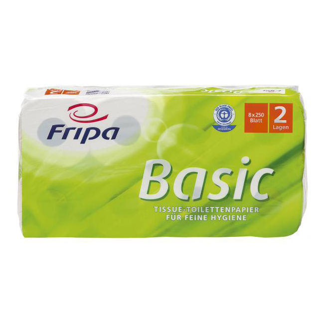 Produktbild Toilettenpapier Fripa Basic, 2-lagig, 64 Rollen á 250 Blatt