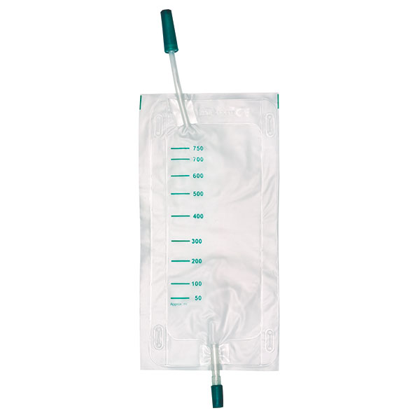 Produktbild DCT Urin Beinbeutel unsteril 750 ml mit Schlauch und Vliesbeschichtung, seitl. Einlass, 10 Stück