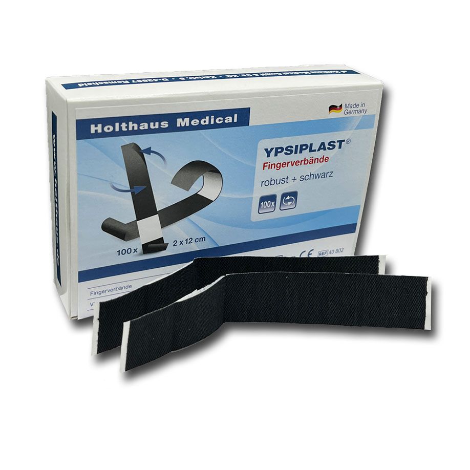 Produktbild YPSIPLAST Fingerverbände 2 x 12 cm robust, schwarz, 100 Stück