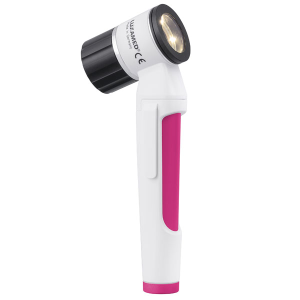 Produktbild Luxamed Dermatoskop LuxaScope LED 2.5 V "COLOUR-EDITION", weiß / magenta, Kontaktscheibe OHNE Skala