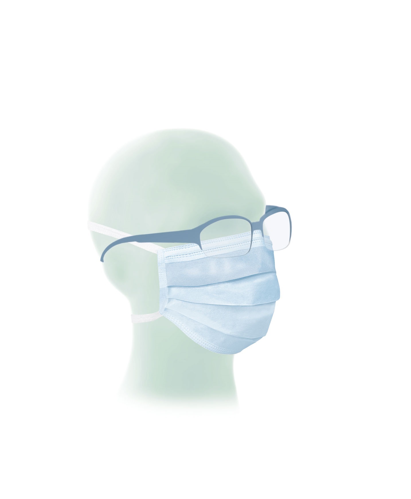 Produktbild Suavel® Antifog Einmal OP Mundschutz für Brillenträger, 3-lagig, zum Binden, blau, 50 Stück