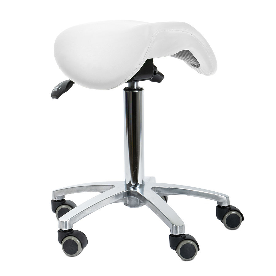 Produktbild Teqler Drehhocker mit kippbarem Sattelsitz, weiß