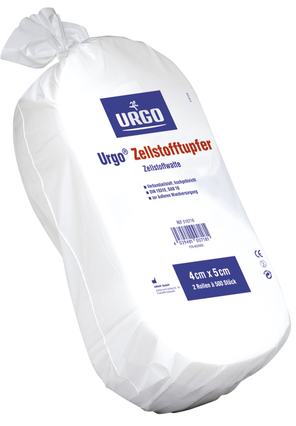 Produktbild Urgo Zellstofftupfer unsteril, 4 cm x 5 cm, 2 Rollen