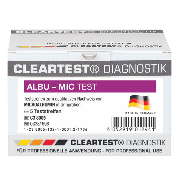 Cleartest® Albu-Mic, lose in der Dose, 30 Stück Produktbild Cleartest® Albu-Mic, lose in der Dose, 30 Stück