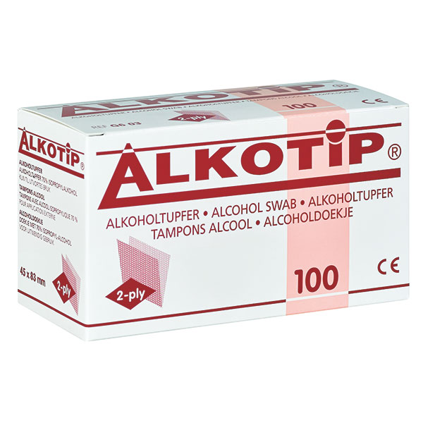 Alkotip® Alkoholtupfer 45 x 83 mm, 100 Stück Produktbild Alkotip® Alkoholtupfer 45 x 83 mm, 100 Stück
