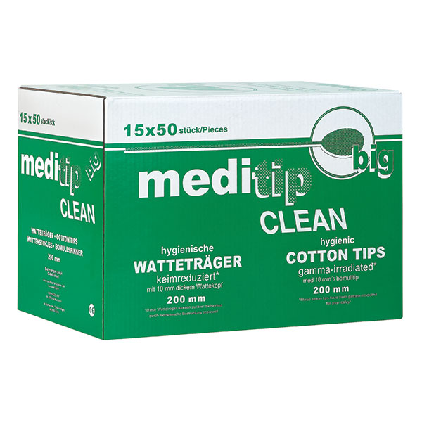 Watteträger Ø 10,0 mm, sterilisiert, Länge 200 mm, 750 Stück Produktbild Watteträger Ø 10,0 mm, sterilisiert, Länge 200 mm, 750 Stück