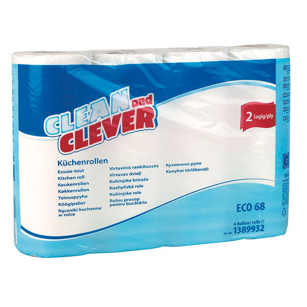 Clean and Clever Küchenrolle, 2-lagig, weiß, 4 Rollen Produktbild Clean and Clever Küchenrolle, 2-lagig, weiß, 4 Rollen