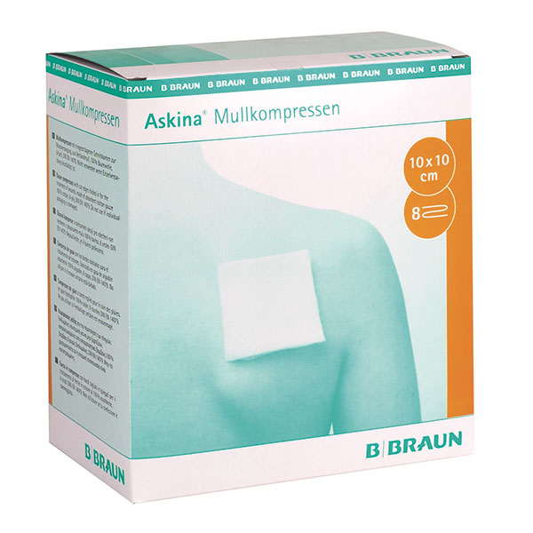 Askina Mullkompressen 7,5 x 7,5 cm, 8-fach, steril, 5x 2 Stück Produktbild Askina Mullkompressen 7,5 x 7,5 cm, 8-fach, steril, 5x 2 Stück