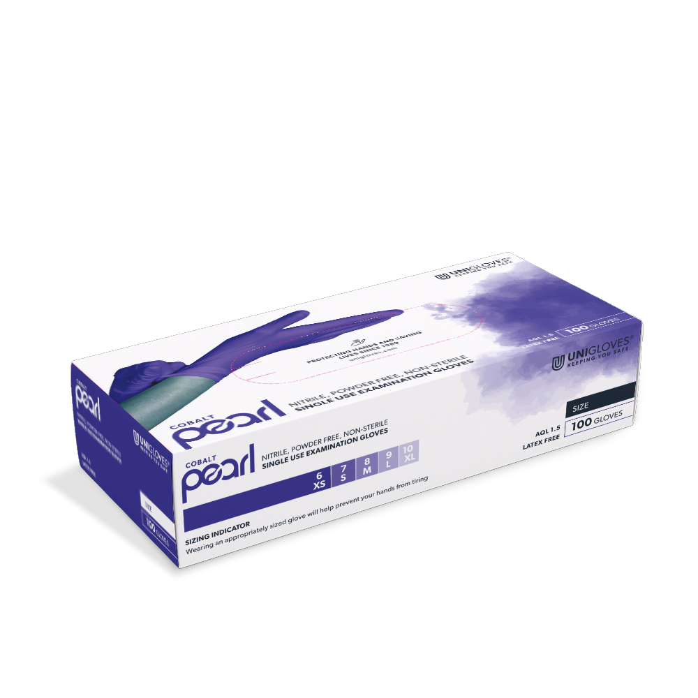 Unigloves Cobalt Pearl Nitril Handschuhe, puderfrei, 100 Stück Produktbild Unigloves Cobalt Pearl Nitril Handschuhe, puderfrei, 100 Stück