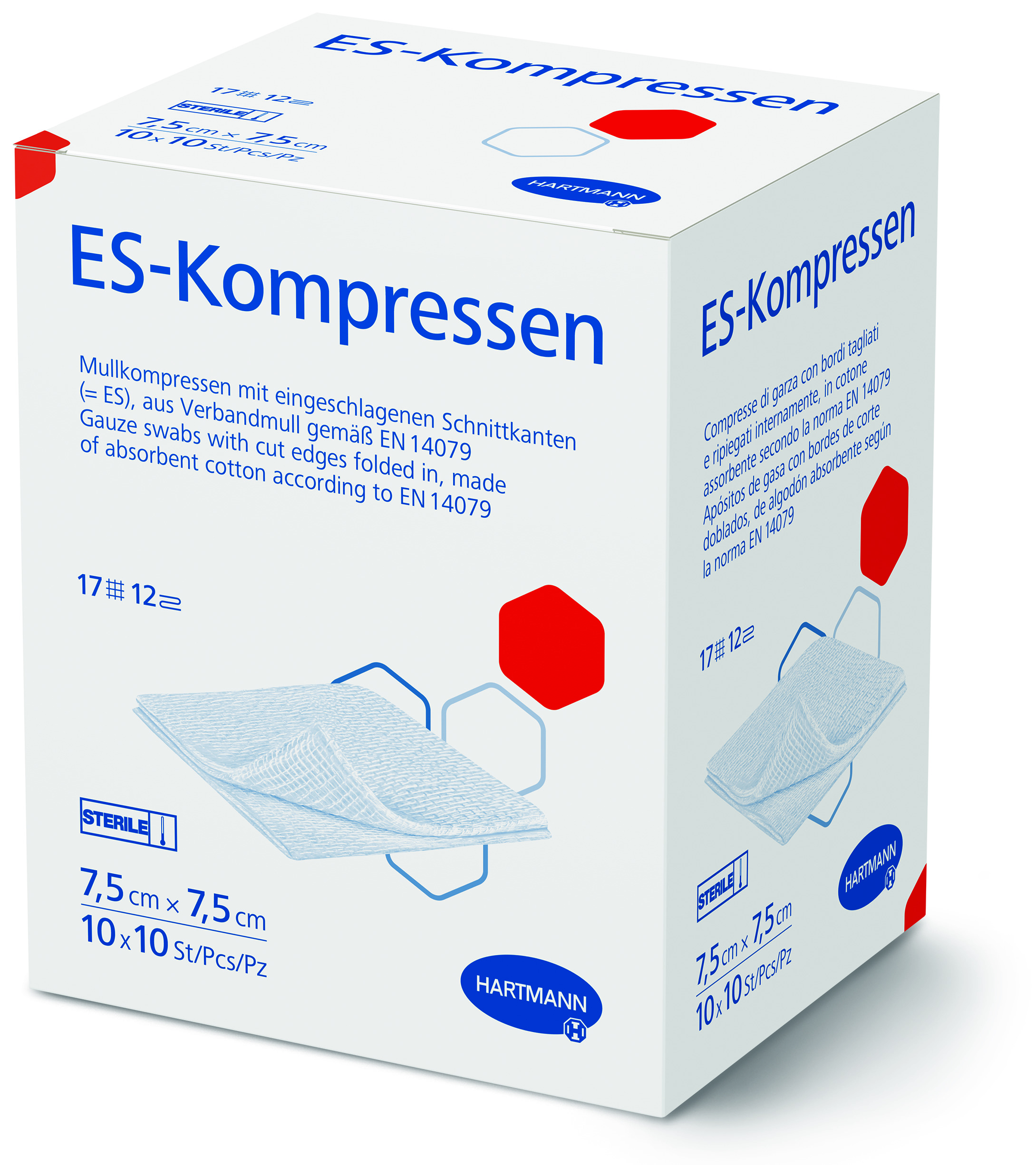 ES-Mull-Kompresse steril 7,5x7,5 cm 12f Großpackung, 5 x 20 Stück Produktbild ES-Mull-Kompresse steril 7,5x7,5 cm 12f Großpackung, 5 x 20 Stück