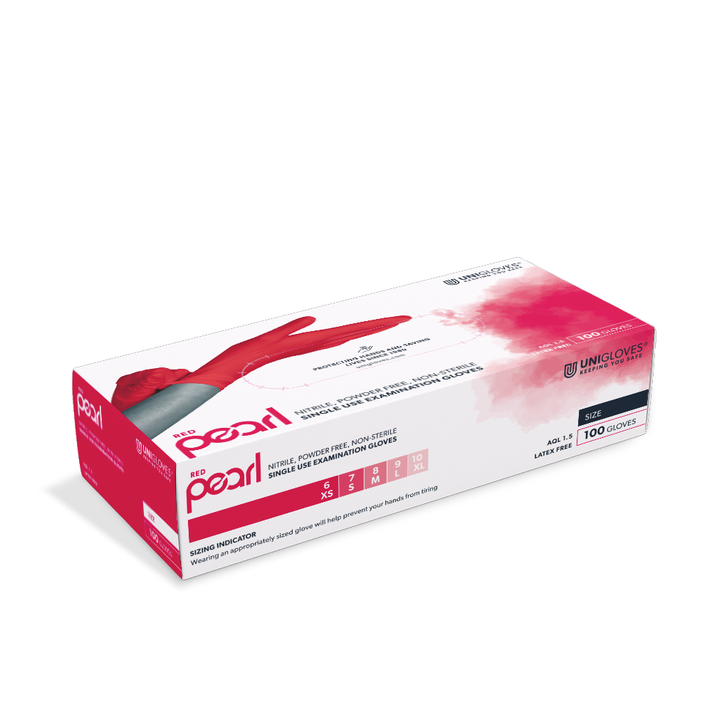 Unigloves Red Pearl Nitril Handschuhe, puderfrei, 100 Stück Produktbild Unigloves Red Pearl Nitril Handschuhe, puderfrei, 100 Stück