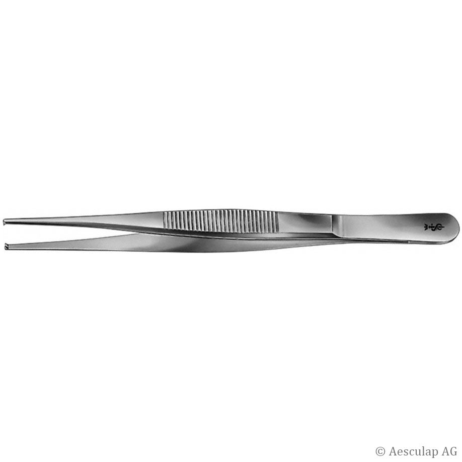 Aesculap chirurgische Pinzette, mittelbreit, 1 x 2 Zähne, 13 cm, 1 Stück Produktbild Aesculap chirurgische Pinzette, mittelbreit, 1 x 2 Zähne, 13 cm, 1 Stück