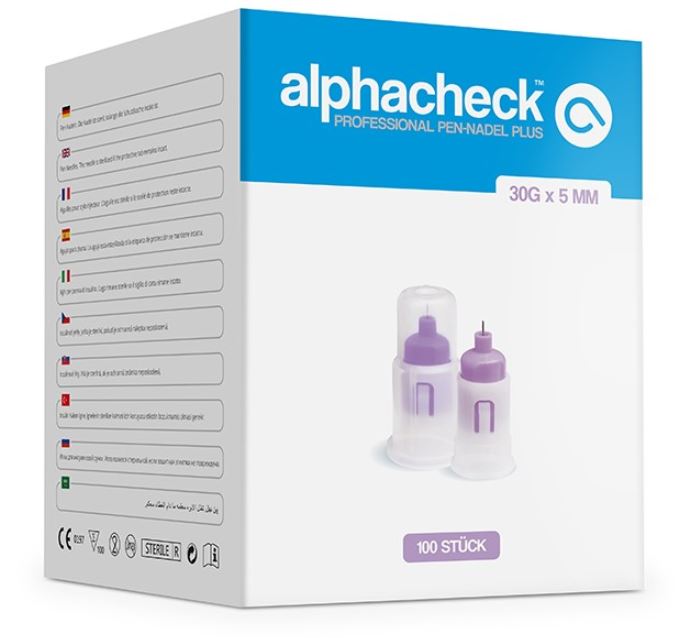 Alphacheck professional Pen-Nadeln PLUS 30 G x 5 mm, 100 Stück Produktbild Alphacheck professional Pen-Nadeln PLUS 30 G x 5 mm, 100 Stück