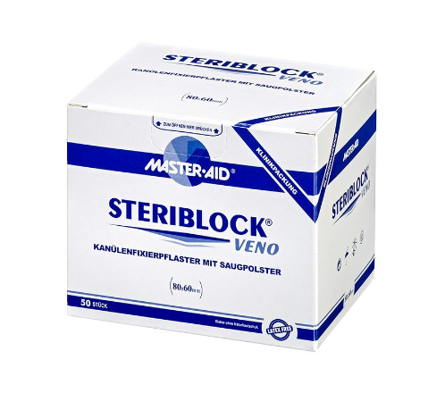 Steriblock Kanülenfixierpflaster veno steril, 8 x 6 cm, 50 Stück Produktbild Steriblock Kanülenfixierpflaster veno steril, 8 x 6 cm, 50 Stück