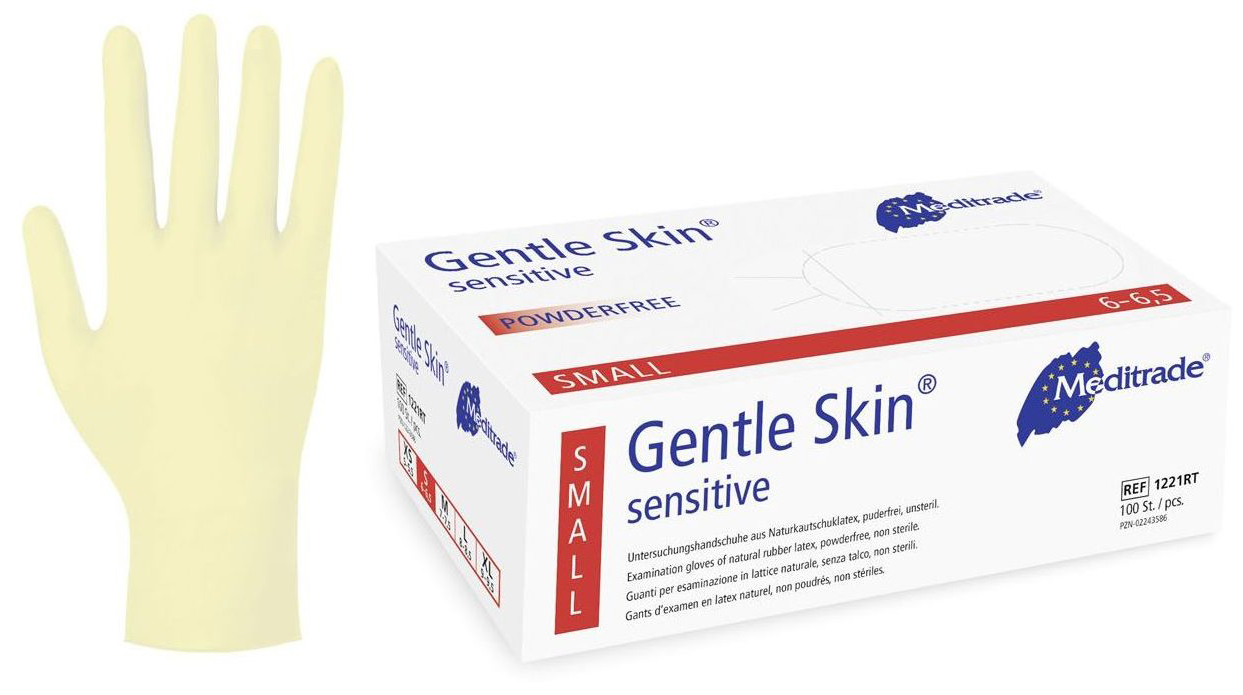 Gentle Skin® sensitive Latex Handschuhe, puderfrei, 100 Stück Produktbild Gentle Skin® sensitive Latex Handschuhe, puderfrei, 100 Stück