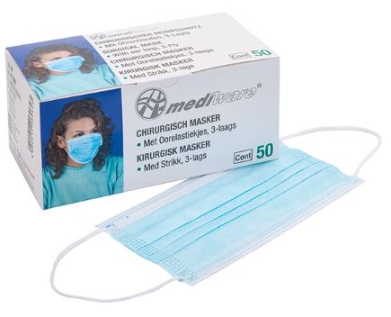 Einmal OP Mundschutz, 3-lagig, mit Ohrschlaufen, 50 Stück Produktbild Einmal OP Mundschutz, 3-lagig, mit Ohrschlaufen, 50 Stück