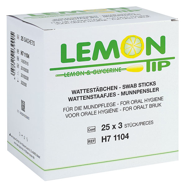 Mundpflege-/Erfrischungsstäbchen Lemon Tip 100 mm, 25 x 3 Stück Produktbild Mundpflege-/Erfrischungsstäbchen Lemon Tip 100 mm, 25 x 3 Stück