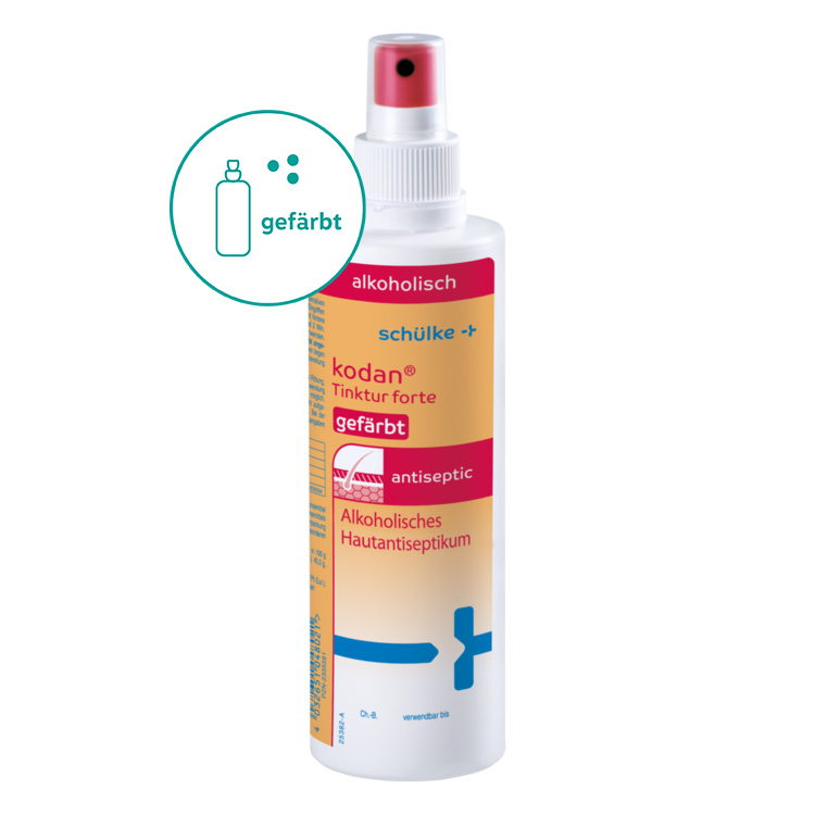 Kodan® Tinktur Forte Hautdesinfektionsmittel gefärbt, 250 ml Sprühflasche Produktbild Kodan® Tinktur Forte Hautdesinfektionsmittel gefärbt, 250 ml Sprühflasche
