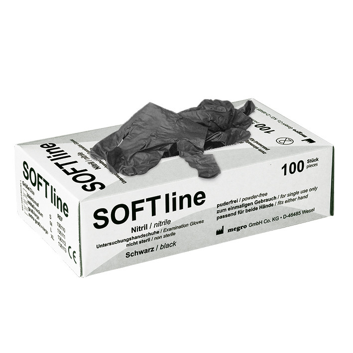 Soft Line Nitril Handschuhe schwarz, puderfrei, 100 Stück, verschiedene Größen Produktbild Soft Line Nitril Handschuhe schwarz, puderfrei, 100 Stück, verschiedene Größen