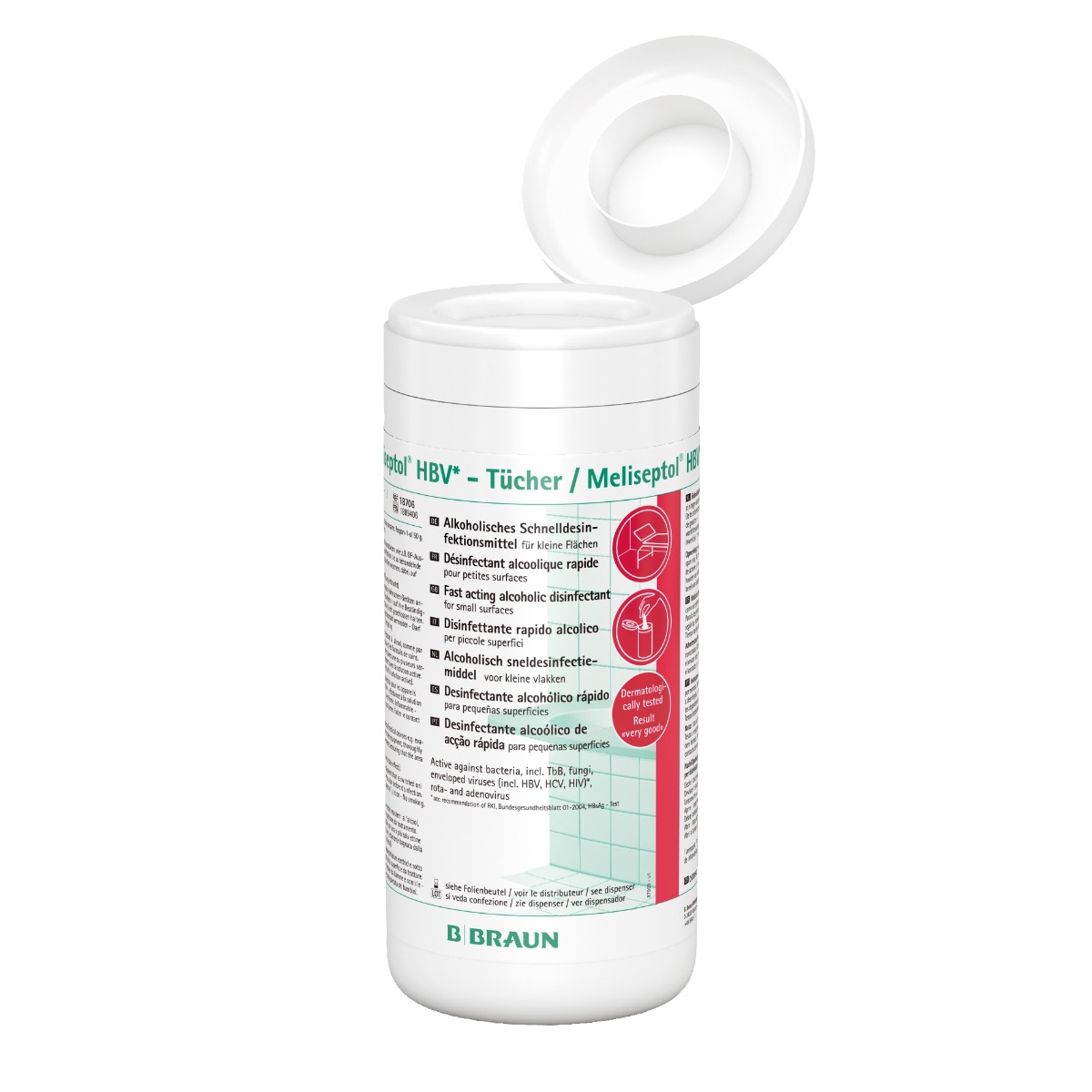 Meliseptol® HBV Desinfektionstücher, Spenderdose Produktbild Meliseptol® HBV Desinfektionstücher, Spenderdose