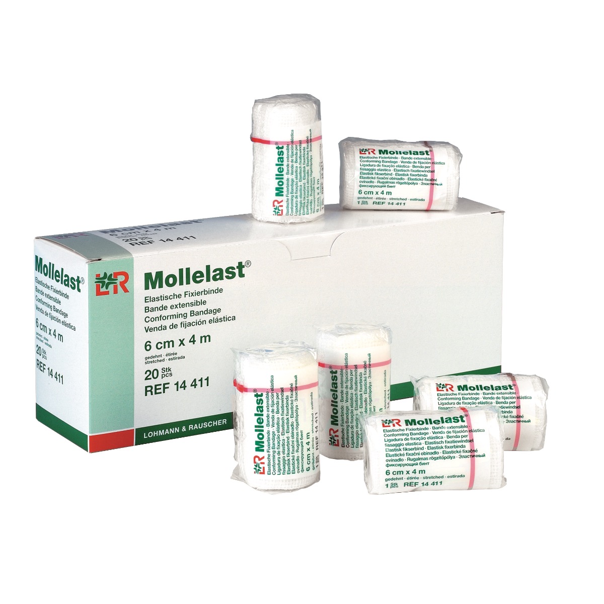 Mollelast® Fixierbinde, weiß, 10 cm x 4 m, 100 Stück Produktbild Mollelast® Fixierbinde, weiß, 10 cm x 4 m, 100 Stück