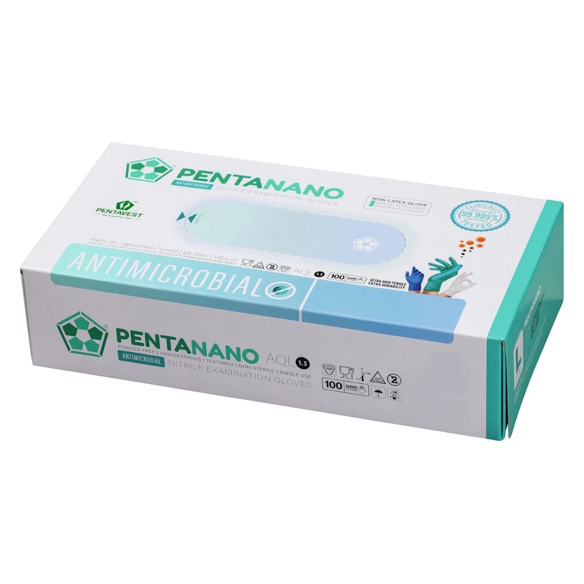 Pentanano Antimikrobielle Nitril Handschuhe, puderfrei Produktbild Pentanano Antimikrobielle Nitril Handschuhe, puderfrei