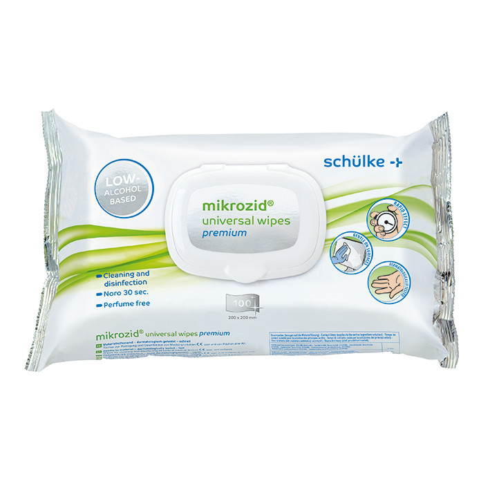 Mikrozid® Universal Wipes Premium Desinfektionstücher, 20 x 20 cm, 100 Stück Produktbild Mikrozid® Universal Wipes Premium Desinfektionstücher, 20 x 20 cm, 100 Stück