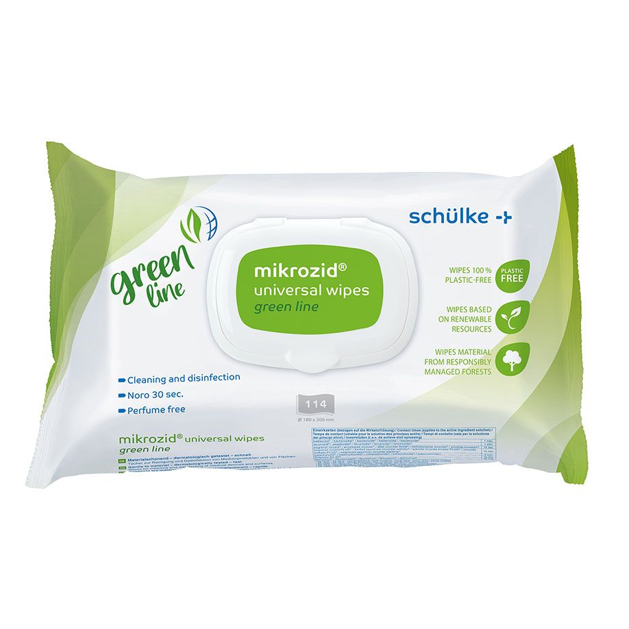 Mikrozid universal wipes green line, 18 x 20 cm, 114 Stück Produktbild Mikrozid universal wipes green line, 18 x 20 cm, 114 Stück