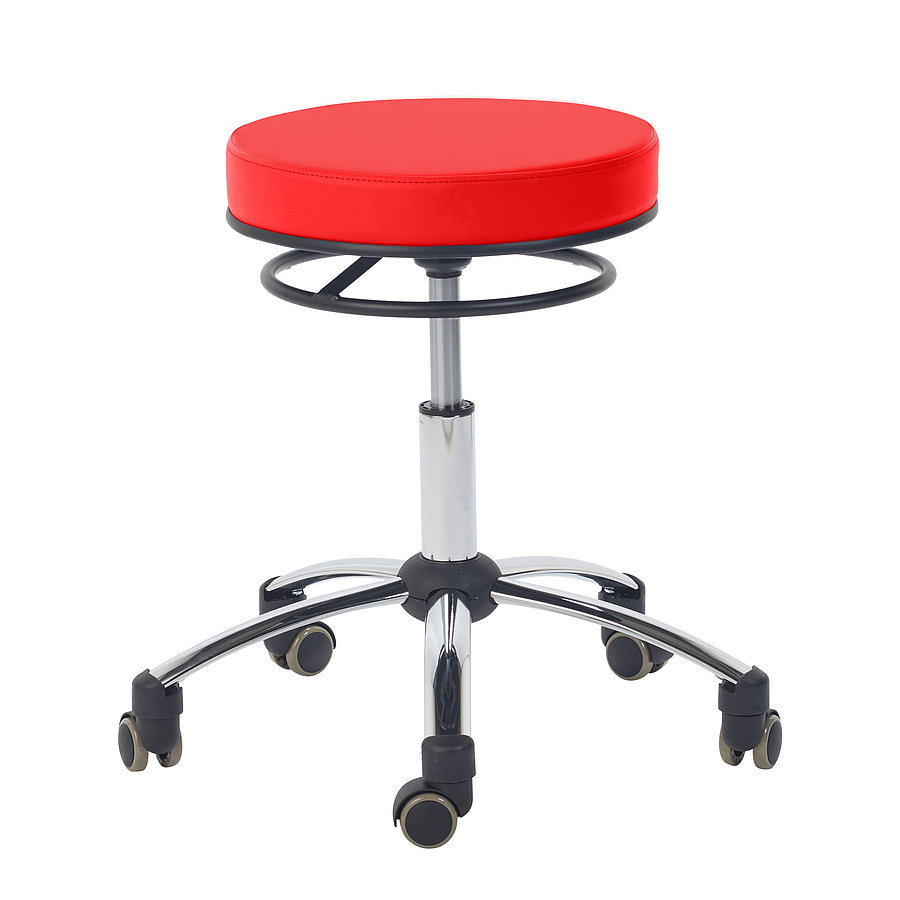 Teqler Rollhocker mit Ringauslöser, Rot Produktbild Teqler Rollhocker mit Ringauslöser, Rot