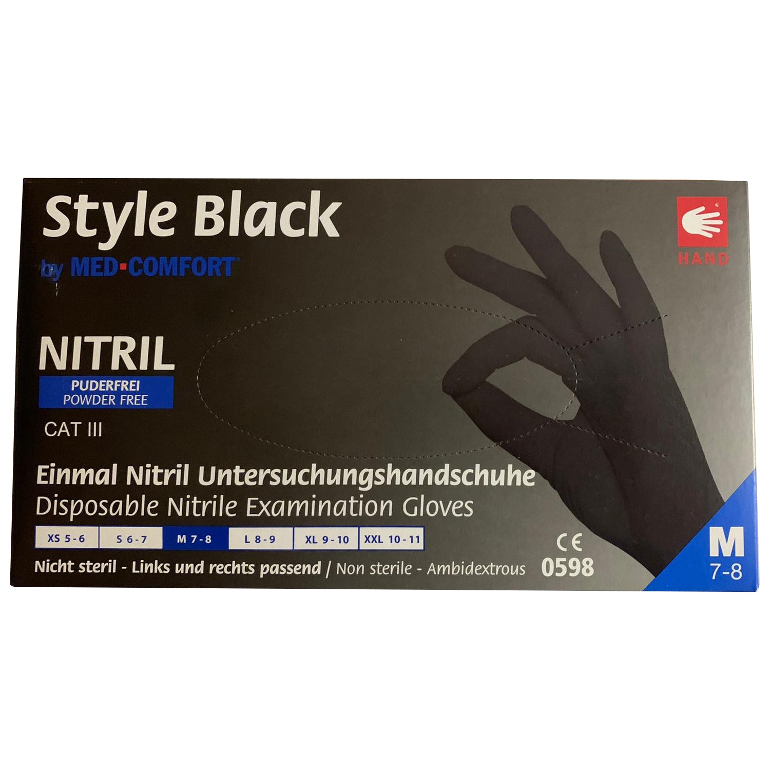 Ampri Nitril Untersuchungshandschuhe Style Black, schwarz, puderfrei, 100 Stück