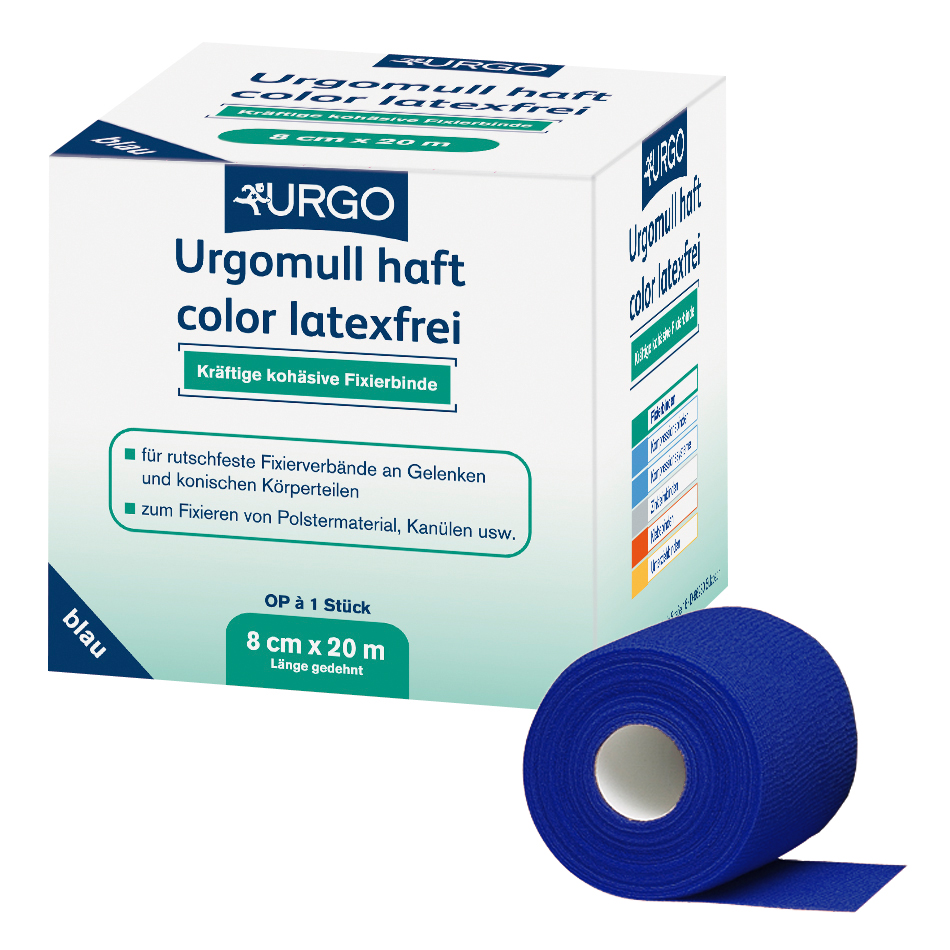 Urgomull haft color Fixierbinde latexfrei, blau, 1 Stück Produktbild Urgomull haft color Fixierbinde latexfrei, blau, 1 Stück